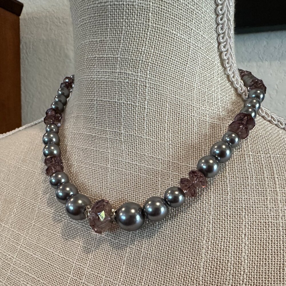 Silver tone Beaded Princess Necklace - Picture 1 of 7